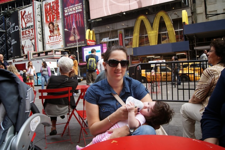 Times Square feeding break