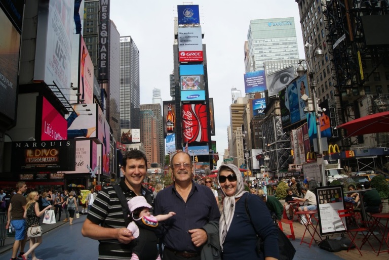Times Square NYC baby carrier